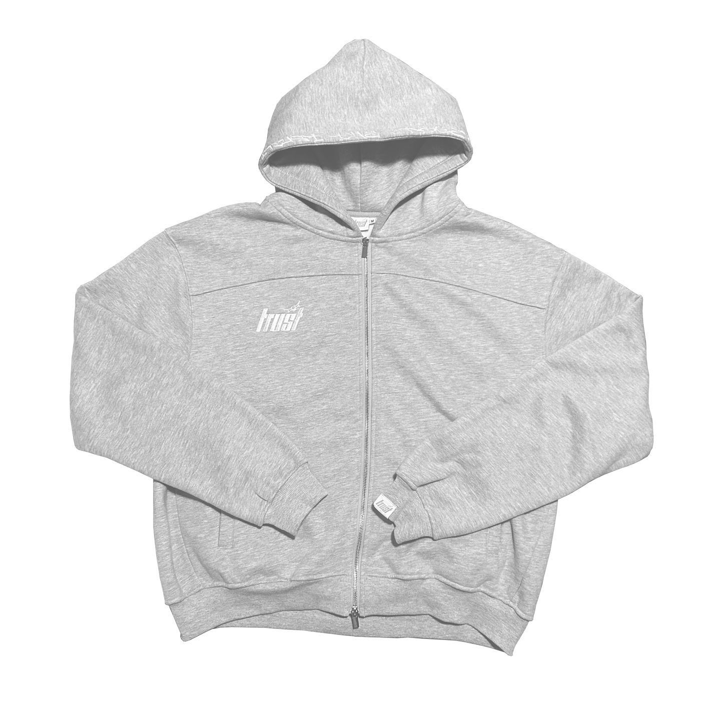 EMBROIDERED ZIPPER HOODIE [GREY]