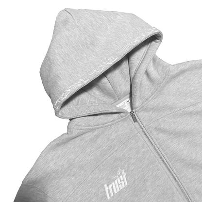 EMBROIDERED ZIPPER HOODIE [GREY]